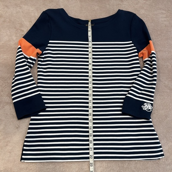 Brooks Brothers Blue and White Striped Knit Dress with a ¾ Sleeve Sweater… - Picture 6 of 12